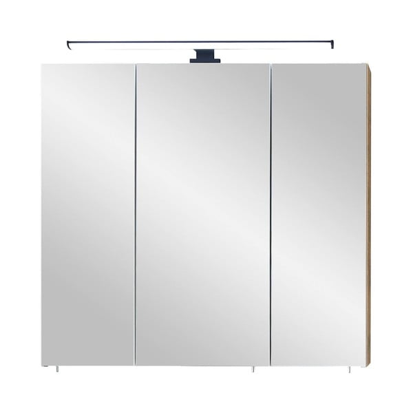 Hnedá závesná kúpeľňová skrinka so zrkadlom 75x70 cm Set 374 - Pelipal