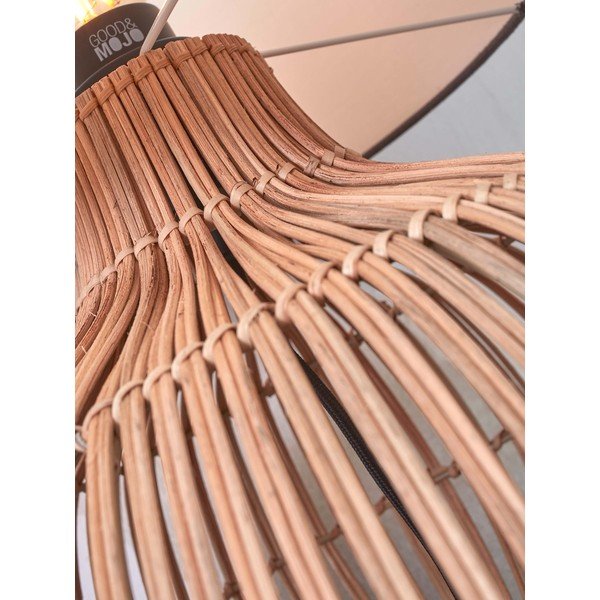 Stolová lampa s textilným tienidlom v tmavo-šedo prírodnej farbe (výška 60 cm) Kalahari – Good&amp;Mojo-image-3