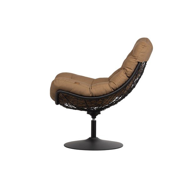 Hnedé otočné záhradné kreslo s ratanovým výpletom WOOOD Vive-image-3