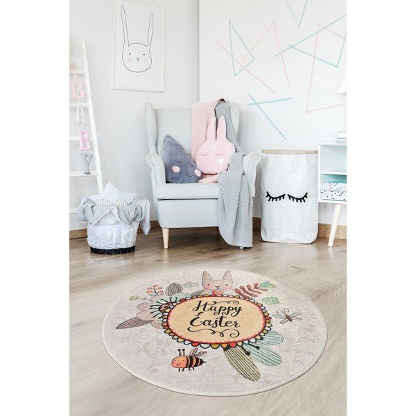 Detský protišmykový koberec Chilam Baby Rabbit, ø 140 cm-image-1