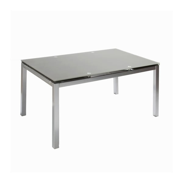 Rozkladací jedálenský stôl so sivou sklenenou doskou Pondecor Sam, 90 × 140 cm
