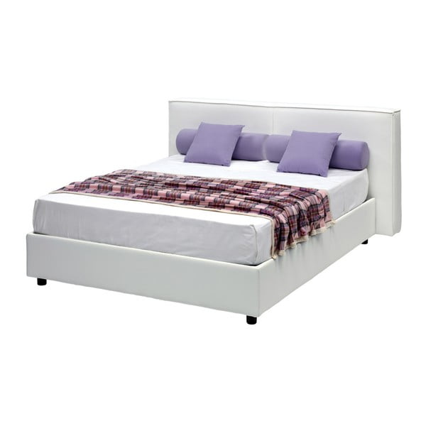 Biela dvojlôžková posteľ s úložným priestorom a poťahom z koženky 13Casa Melita, 160 x 190 cm