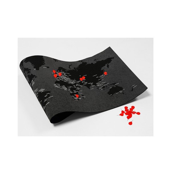 Čierna nástenná mapa sveta Palomar Pin World Mini, 77 × 48 cm-image-2