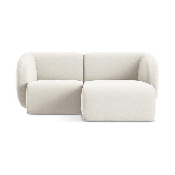 Béžová zamatová rohová pohovka (pravý roh/s leňoškou) Lani – Makamii