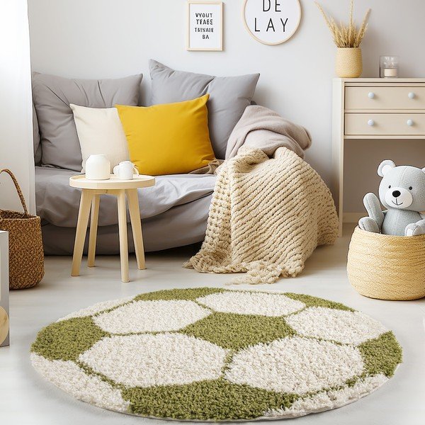 Zeleno-krémový detský koberec ø 120 cm Fun – Ayyildiz Carpets-image-1