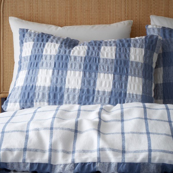 Modré flanelové obliečky na dvojlôžko 200x200 cm Gingham Check – Catherine Lansfield-image-3