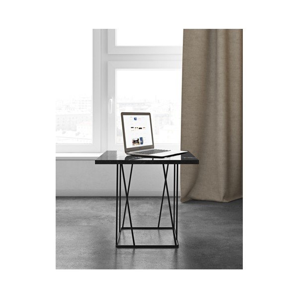 Čierny mramorový konferenčný stolík s čiernymi nohami TemaHome Heli×, 50 cm-image-1
