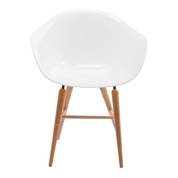 Sada 4 bielych stoličiek s nohami z bukového dreva Kare Design Forum