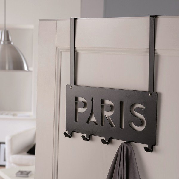 Čierny kovový vešiak na dvere 30 cm Paris – Compactor-image-1