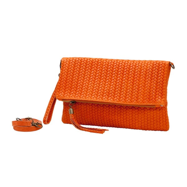 Oranžová listová kabelka z pravej kože Andrea Cardone Ricca