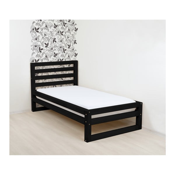 Čierna drevená jednolôžková posteľ Benlemi DeLuxe, 200 × 80 cm