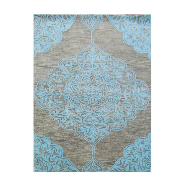 Ručne tuftovaný modrý koberec Bakero Kirman, 183 × 122 cm
