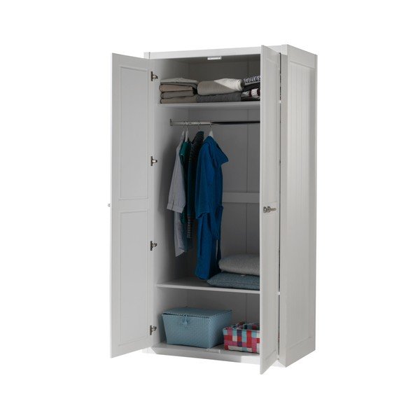 Biela detská šatníková skriňa Vipack Lewis, 200 × 59 × 100 cm-image-1