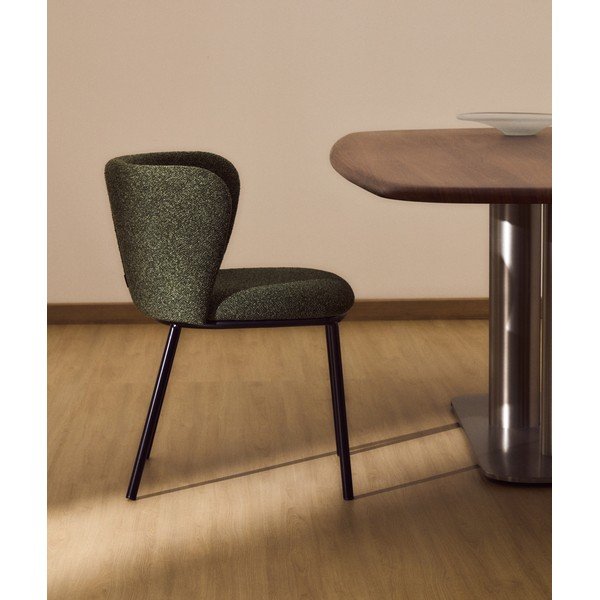 Zelené čalúnené jedálenské kreslo Ciselia – Kave Home-image-1