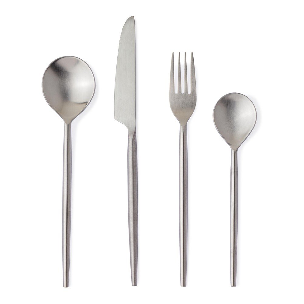 E-shop Antikoro príbor 16 ks v striebornej farbe pre 4 osoby Bronte – Bizzotto