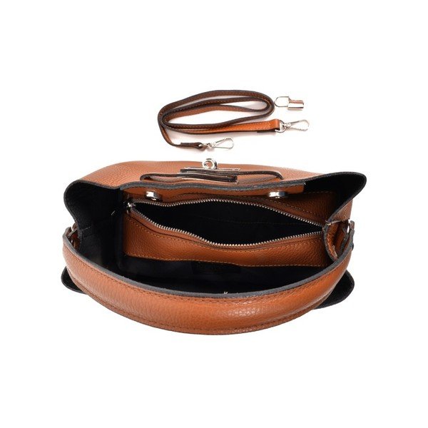 Koňakovohnedá kožená kabelka Isabella Rhea Lock Cognac-image-3