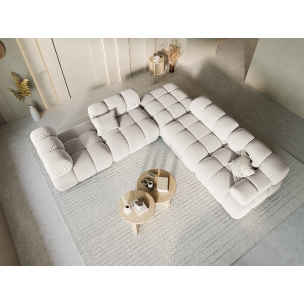 Béžová zamatová modulárna podnožka Bellis – Micadoni -image-1