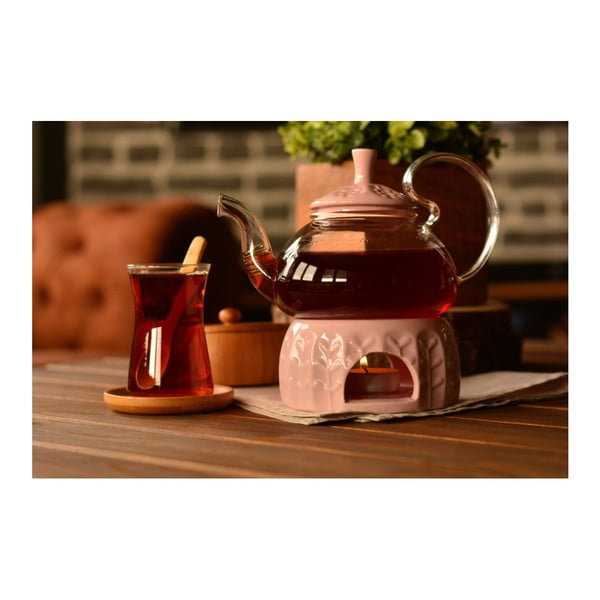 Sklenená čajová kanvička s ohrievačom na čajovú sviečku Bambum, 600 ml-image-1