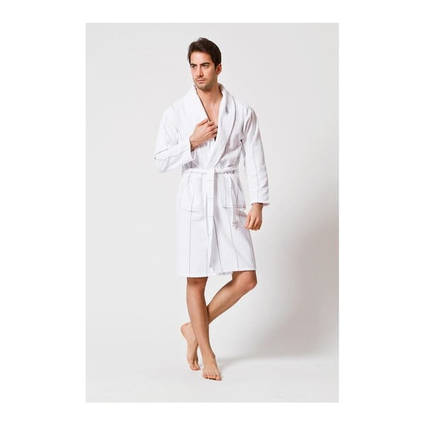 Biely pánsky župan so sivým detailom U.S. Polo Assn. Casper, veľ. S/M-image-1