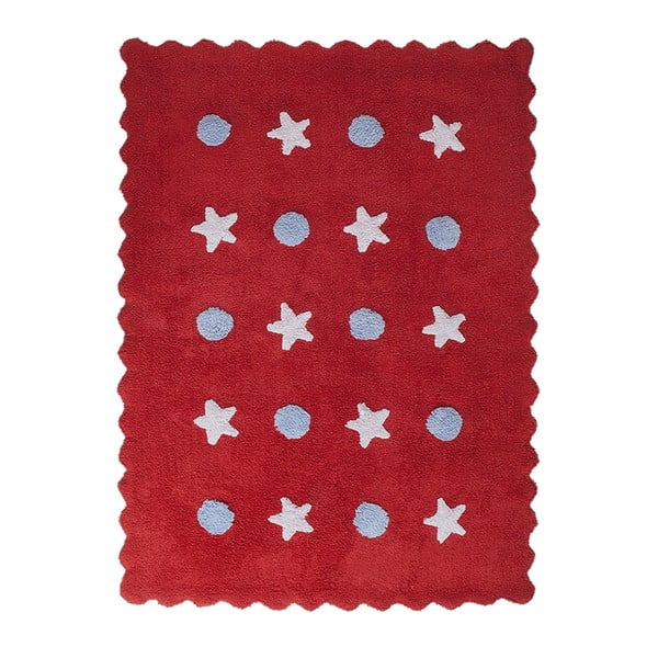 Červený bavlnený koberec Happy Decor Kids Little Waves, 160 x 120 cm