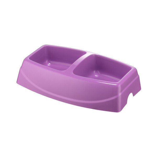 Fialová dvojitá miska pre psa Petpetite, 23,5 x 15,5 cm-image-1