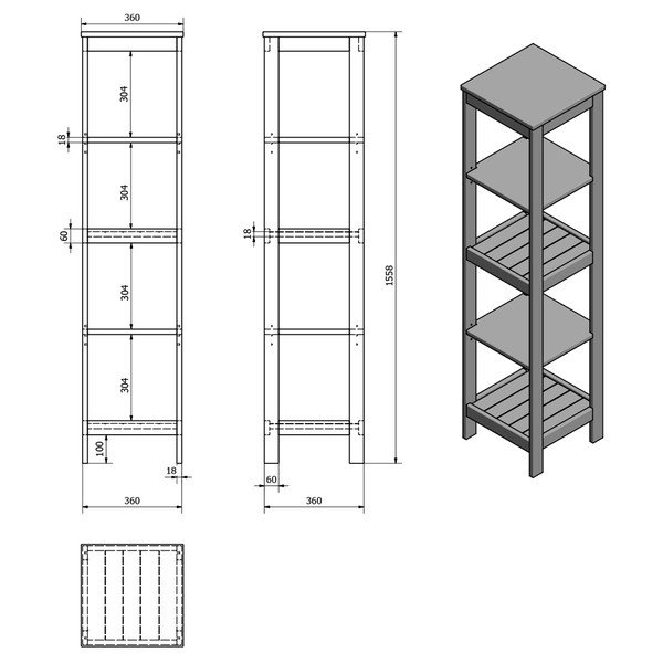 Biely kúpeľňový regál 36x156 cm Etide – Sapho-image-3
