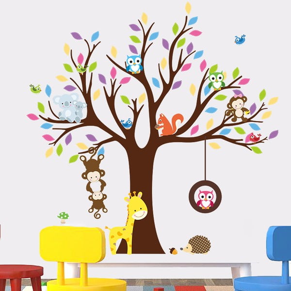 Sada nástenných detských samolepiek Ambiance Tree with Animals