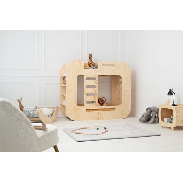 Poschodová detská posteľ s úložným priestorom 90x200 cm v prírodnej farbe Mundo – Adeko-image-2