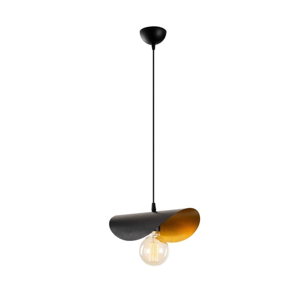Závesné svietidlo v čiernej a bronzovej farbe s kovovým tienidlom Sivani – Opviq lights