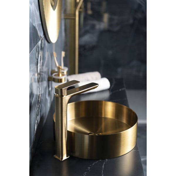 Stojančeková umývadlová batéria v zlatej farbe Spy – Sapho-image-1