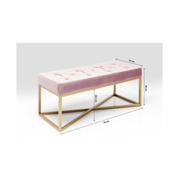 Svetloružová zamatová lavica Kare Design Crossover-image-1