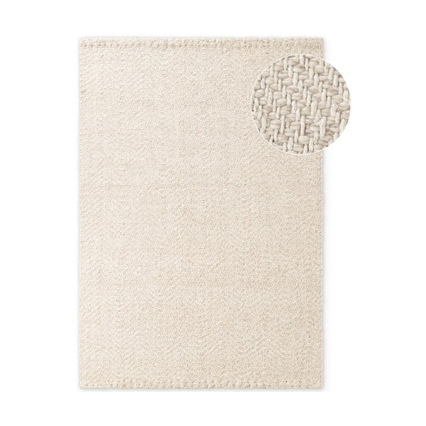 Krémový/slonovinový ručne tkaný koberec s prímesou vlny 160x230 cm Majoli – Elle Decoration