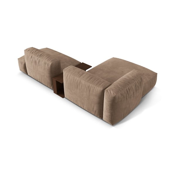 Svetlohnedá zamatová modulárna rohová pohovka (ľavý roh/s leňoškou) Martina – Micadoni -image-3