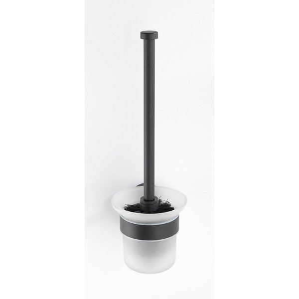 Matne čierna nástenná sklenená WC kefa Bosio – Wenko-image-1