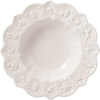 Biely hlboký porcelánový vianočný tanier Toy's Delight Villeroy&Boch, ø 23,5 cm