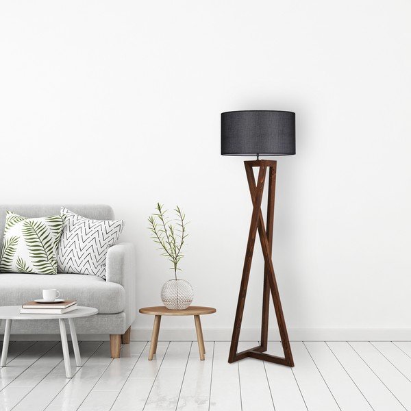 Čierno-hnedá stojacia lampa s textilným tienidlom (výška 149 cm) Maçka – Opviq lights-image-2