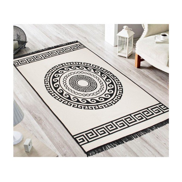 Béžovo-čierny obojstranný koberec Mandala, 120 × 180 cm-image-2