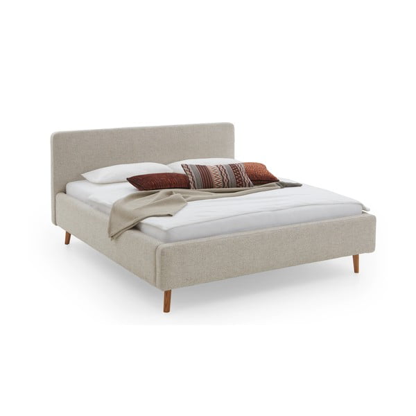 Béžová čalúnená dvojlôžková posteľ s úložným priestorom s roštom 180x200 cm Mattis – Meise Möbel-image-4