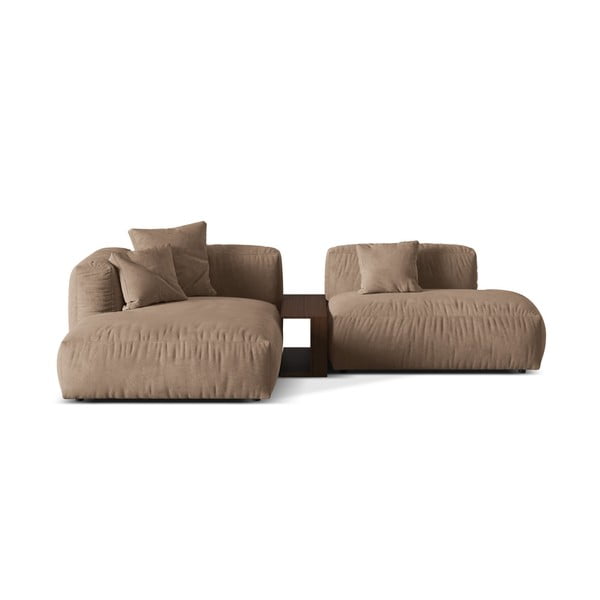 Svetlohnedá zamatová modulárna rohová pohovka (ľavý roh/s leňoškou) Martina – Micadoni 