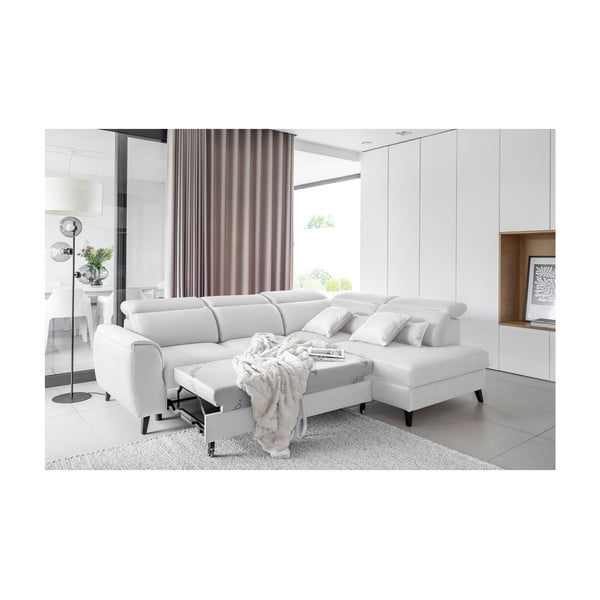 Biela zamatová rozkladacia/s úložným priestorom rohová pohovka (pravý roh/do L) Noble – ELTAP-image-4