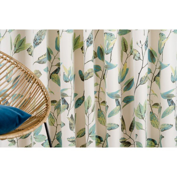 Zelený/krémovobiely záves na háčiky 210x260 cm Maui – Mendola Fabrics-image-1