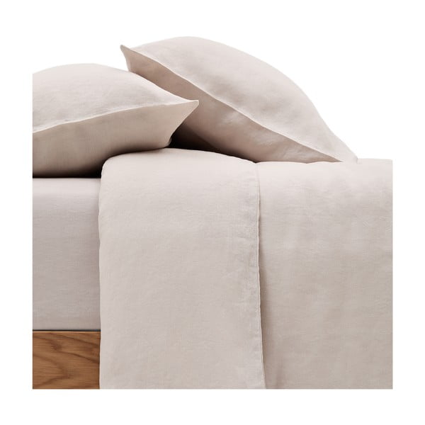 Obliečky sivobéžové na jednolôžko/predĺžené s prímesou ľanu 150x220 cm Simmel – Kave Home-image-2