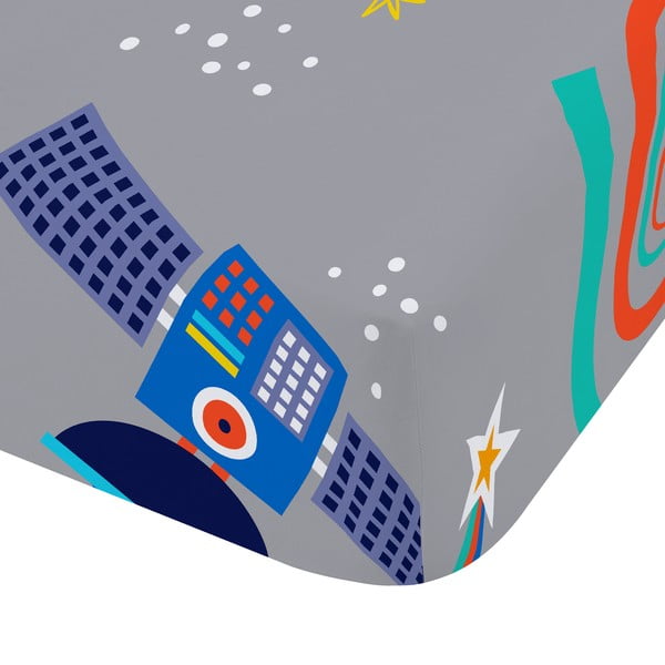 Sivá napínacia detská plachta na jednolôžko 90x190 cm Lost In Space – Catherine Lansfield