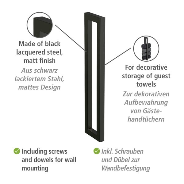 Nástenný oceľový držiak na uteráky Reitani – Wenko-image-3