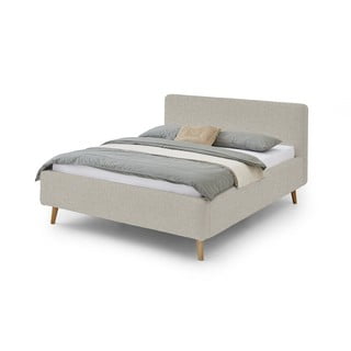 Béžová čalúnená dvojlôžková posteľ s úložným priestorom s roštom 160x200 cm Mattis - Meise Möbel