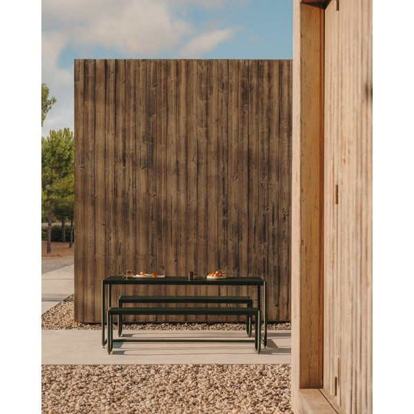 Tmavozelená kovová záhradná jedálenská súprava pre 4 Sotil – Kave Home-image-1