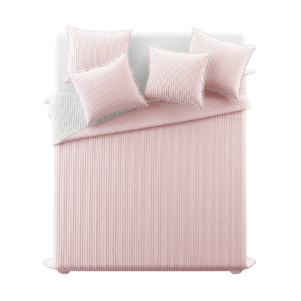 Ružový pléd cez posteľ Slowdeco Bohemian, 220 × 240 cm