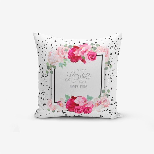 Obliečka na vankúš s prímesou bavlny Minimalist Cushion Covers A True Love Story, 45 × 45 cm