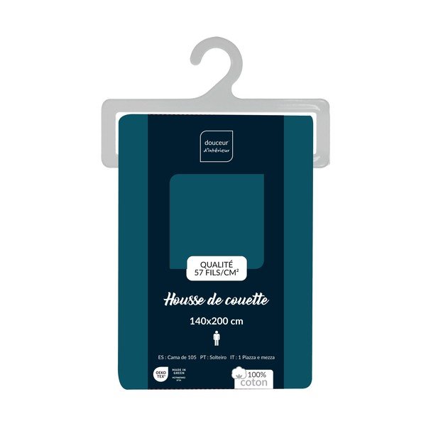 Bavlnená obliečka na perinu na jednolôžko v petrolejovej farbe 140x200 cm Lina – douceur d'intérieur-image-2