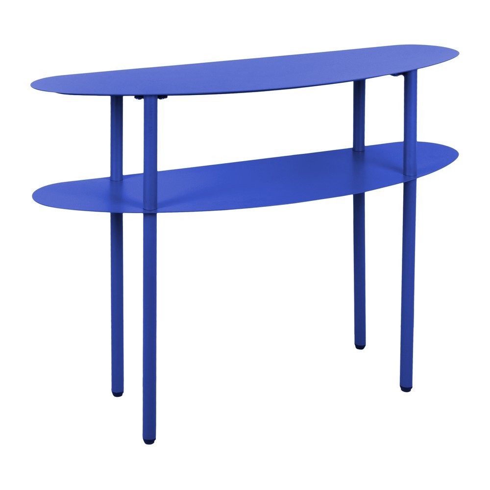 E-shop Modrý kovový konzolový stolík 28x90 cm Cool Retro – Leitmotiv